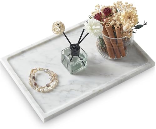 Real Luxurious Natural Marble Tray - 12x8 Inch Marble Vanity Tray