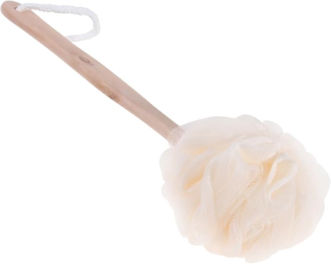 Ipetboom 3pcs Bath Sponge Brush Long Handle for Exfoliating Back Scrubber Soft Mesh Loofah Shower Brush for Men and Women for Dead Skin Removal Cleansing