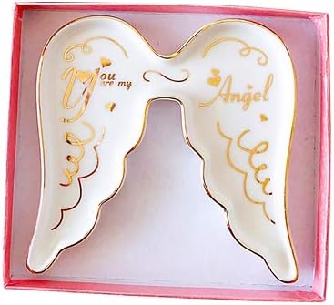 Stephanie Imports Angel Wing-Shaped You Are My Angel Ceramic Trinket Plate and Decorative Jewelry Dish