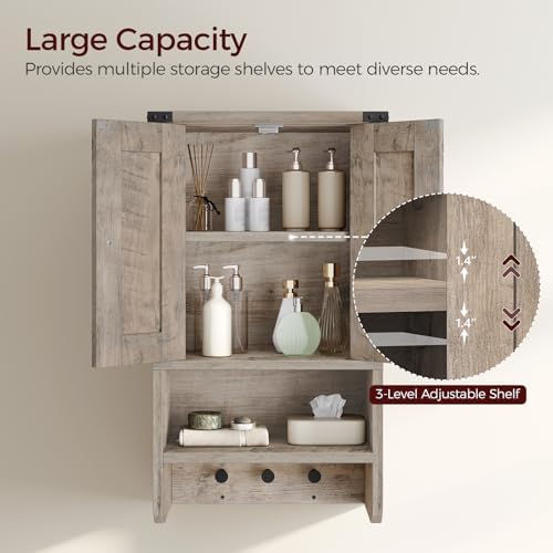 MAHANCRIS Bathroom Wall Cabinet, Farmhouse Wall-Mounted Medicine Cabinet