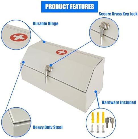 Wall-Mount Steel Medicine Cabinet with Key Lock