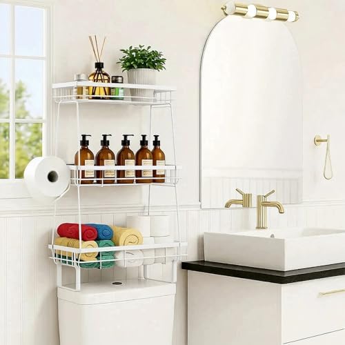 ShellKingdom Over The Toilet Storage Shelf, 3 Tier Toilet Paper Holder Rack