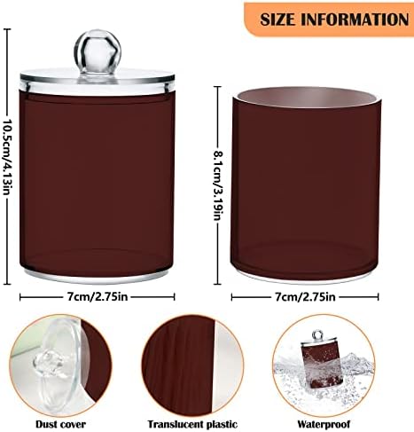 SHJI Indian Red Qtip Holder Organizer Dispenser Cotton Swabs Cans Plastic Jars with Lid Set 2 Pack Bathroom Storage Canister for Cotton Ball Floss Cotton Pads