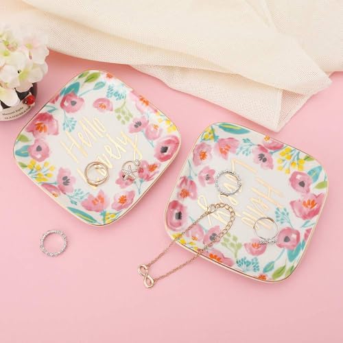 Stephanie Imports Hello Lovely Ceramic Trinket Plate and Decorative Jewelry Dish