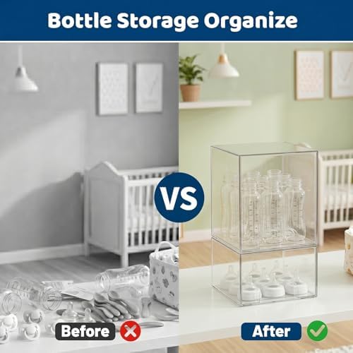 Baby Bottle Organizer Stackable, 2 Pack, 7.7'' & 4.2'' Tall