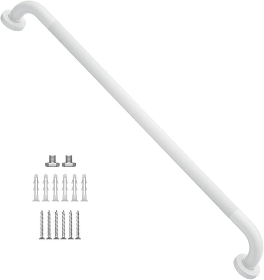 32 Inch Anti Slip Shower Grab Bar Oil Rubbed White 1.25" Diameter, Munzong Bathroom Grab Bar, Knurled Bathroom Balance Bar,Safety Hand Rail Support Handicap Elderly Senior Assist Bath Handle