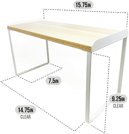 Mitus Stacking Wood Shelf Organizer, Counter Cabinet Storage Rack, 16 inch