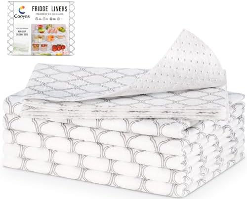 Cooyes Refrigerator Shelf Liners for French Door Fridge, 17.7" × 36" Extra Large, Non-Slip Fridge Mats Machine Washable, Refrigerator Drawer Liner for Glass Shelves Kitchen Cabinet
