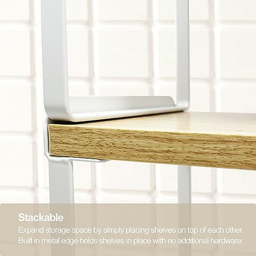 Mitus Stacking Wood Shelf Organizer, Counter Cabinet Storage Rack, Set of 2