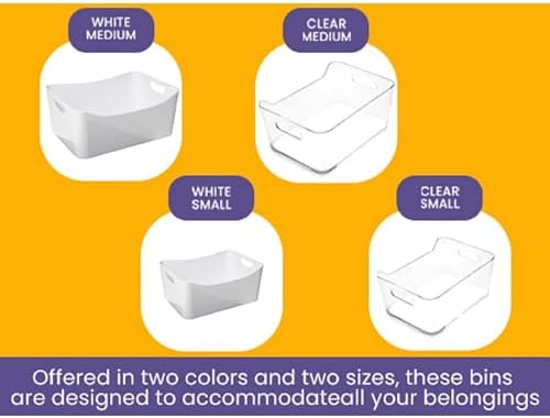 YBM HOME Storage Bins - Open Plastic Organizers and Storage Basket for Kitchen Pantry Organization, Under Sink Bathroom Storage, Toy Baskets, Food Storage Box Containers (Small -12 Pack, Clear)