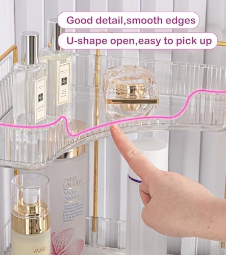 Corner Bathroom Counter Organizer Bathroom Countertop Shelf Makeup Organizer for Vanity Perfume Tray for Corner Storage (3 Tiers, Clear)