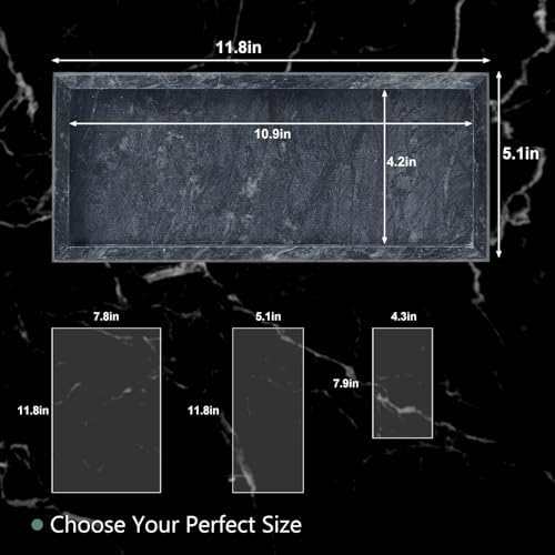 Natural Marble Vanity Tray, Stone Organizer for Bathroom & Kitchen