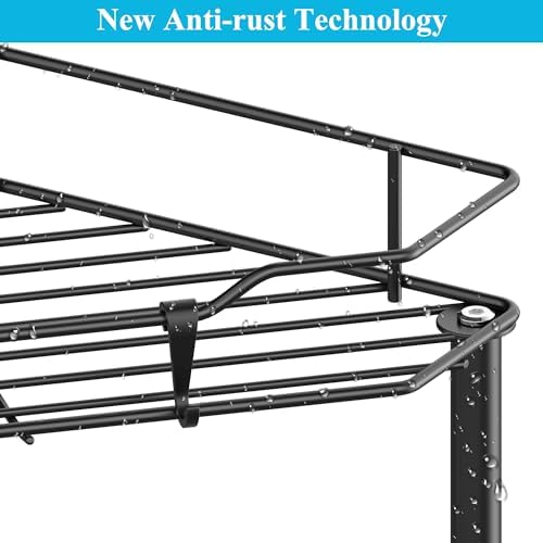 HuggieGems 5 Tier Floor Standing Corner Shower Caddy Organizer Shelf with Hooks, Bathroom Shelves Stand Rack, Black