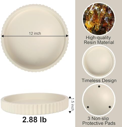 Decorative Tray for Coffee Table, 12'' Resin Round Tray for Home Decor