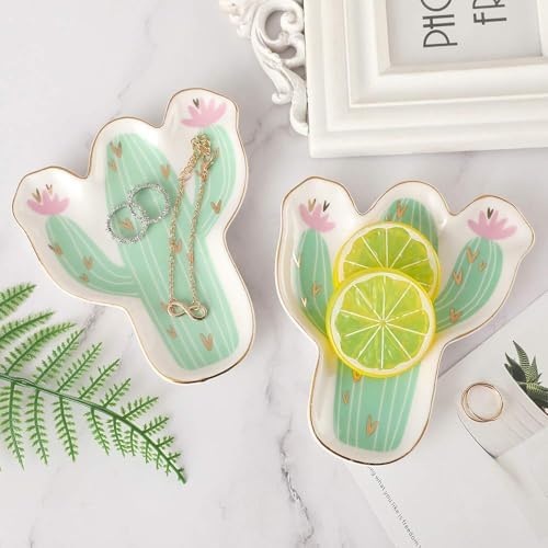 Stephanie Imports Cactus Ceramic Trinket Plate and Decorative Jewelry Dish