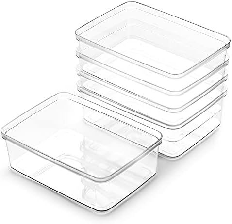 BINO | Plastic Storage Bins, X-Small - 5 Pack | THE LUCID COLLECTION | Multi-Use Built-In Handles BPA-Free Clear Storage Containers | Fridge Organizer | Pantry & Home Organization