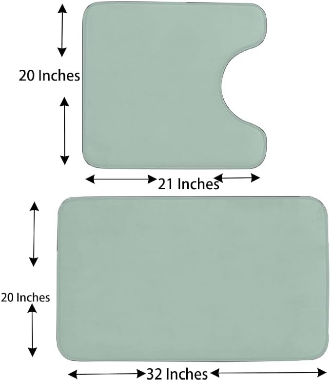 Madeals Memory Foam Bathroom Toilet Rug Set 4 Piece with Toilet Lid Cover and Tank Covers Teal Sage Green
