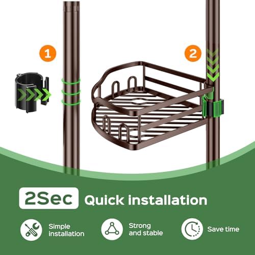 HAMITOR Shower Caddy Tension Pole, Adjustable Bathroom Storage Organizer