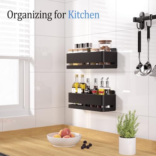 Shower Caddy,2-Pack Shower Shelf,no Drill Shower Organizer(Black)