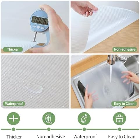 Shelf Liners 24 inch x 20 ft Shelf Liners for Kitchen cabinets nonstick Shelf Lining Drawer Mats EVA Protector for Cupboard (Clear Ribbed,24 inch x 20 ft)