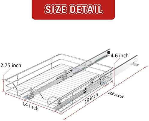LOVMOR Pull Out Cabinet Organizer and Storage 14" W x 18" D, Slide Out Shelves for Kitchen Cabinets