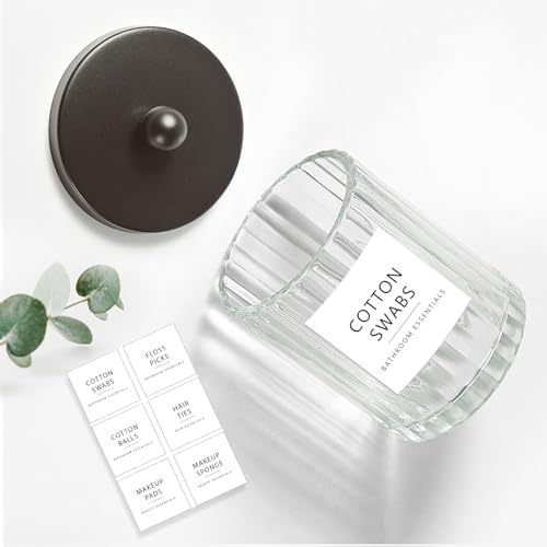 Amolliar Apothecary Jars, Clear Glass Bathroom Qtip Holder(Bronze 2 Pack)