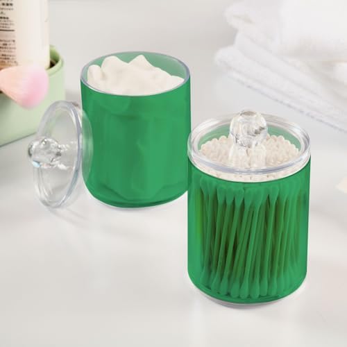 Gredecor 4 Pack Medium Sea Green Qtip Holder Organizer Dispenser Clear Bathroom Storage Canister Cotton Ball Holder Bathroom Containers for Cotton Swabs/Pads/Floss