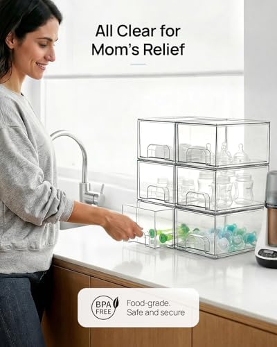 Vtopmart 8 Pack Small Clear Stackable Storage Drawers for Desk, Countertop