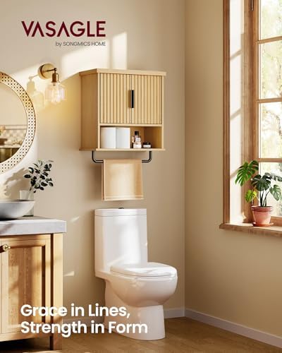 VASAGLE Bathroom Cabinet Wall Mounted, Towel Bar, 7.9 x 17.7 x 24 Inches