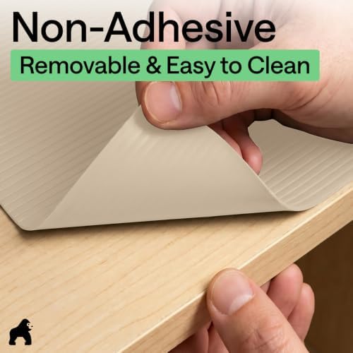 GORILLA GRIP Shelf Liner, Non-Adhesive Cabinet Liners, 17.5"x20' Beige