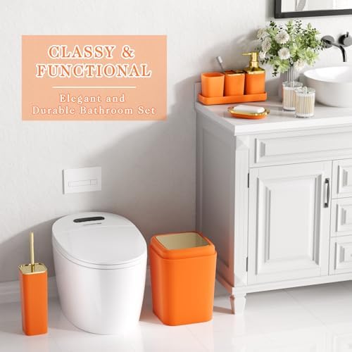 XLHOMO Bathroom Set, 9PC Bathroom Accessory Set, Orange Bathroom Set