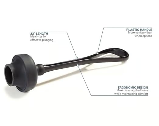 Carlisle FoodService Products 3643903 Ergonomic Power Plunger, 22" Overall Length, Black