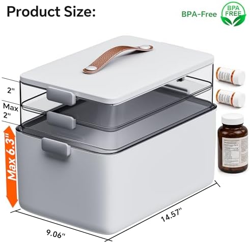 CTIME 3-Tier Medicine Organizer - Portable Medicine Cabinet with Handle