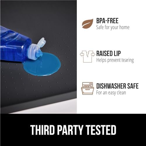 GORILLA GRIP Waterproof Silicone Under Sink Mat, Stay in Place, 34x22 Black