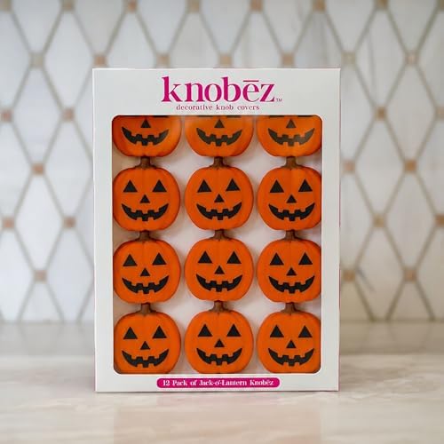 Knobēz 12pk Jack o Lantern Decorative Knob Covers for Halloween Decor