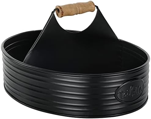 Autumn Alley Rustic Farmhouse Bath Caddy for Shower – Toiletries Countertop Organizer for Bathroom – Industrial Chic Décor – Matte Black Bathroom Accessories (Aged Black), Large