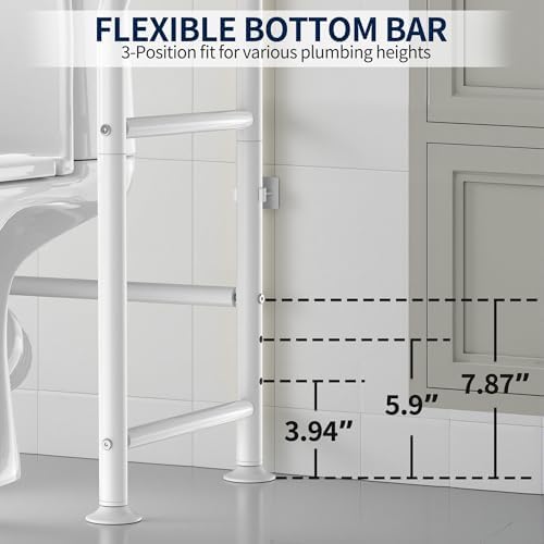 GloTika 3-Tier Over Toilet Storage Rack, Anti-Wobble, White