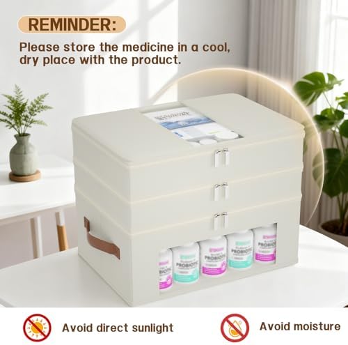 3-Tier Medicine Cabinet Organizer, Fabric Medicine Organizer Beige