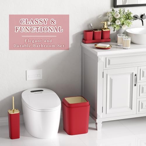 XLHOMO Bathroom Set, Red Bathroom Accessories, 9PC Burgundy Bathroom Set