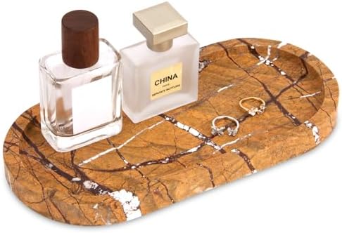 Natural Marble Tray Oval, Rainforest Brown, 10 x 5 x 0.6