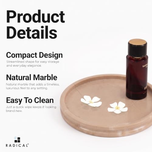 Radicaln Round Marble Tray for Vanity & Bathroom Counter, 10" Serving Tray