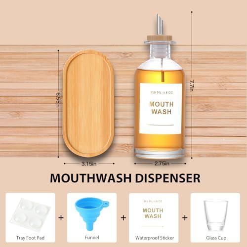 11.8OZ Glass Mouthwash Dispenser, Set of 2, Clear