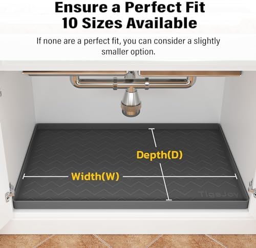 TigeJoy Under Sink Mats for Kitchen Waterproof 28" x 22", Cabinet Liner