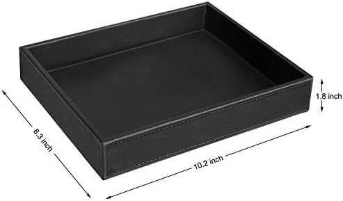 Vixdonos Valet Tray Nightstand Organizer Leather Catchall Tray for Perfume,Jewelry,Key and Remote on Counter or Dresser(Black)