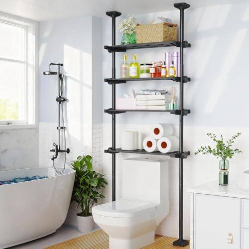 SUNALLY Over The Toilet Storage Shelf, Over Toilet Bathroom Organizer,Black