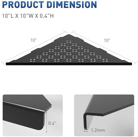 lives Shower Corner Shelf 2 Pack, 10-Inch 304 Stainless Steel, Black Star