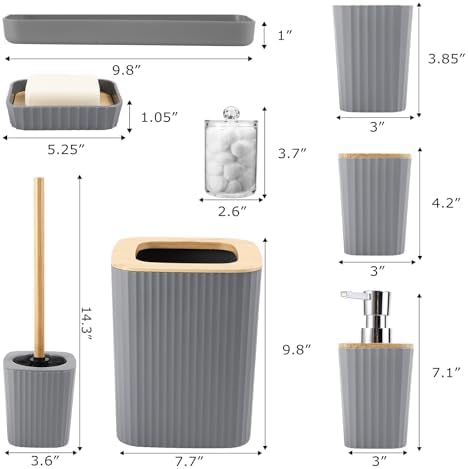 XLHOMO Bathroom Set, 9PC Grey Bathroom Set, Bathroom Accessories Set