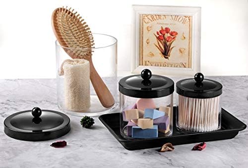 SheeChung Metal Vanity Tray, Bathroom Counter Storage Tray, Black 4 Pack