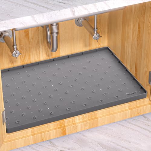 Sdpeia Under Sink Organizer Waterproof Under Sink Mat for Kitchen and Bathroom - Protects Cabinets from Leaks 19 x 19 inches Kitchen Cabinet Liner Shelf Liner(Grey), Gray