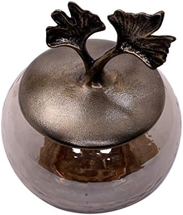 Decozen Qtip Holder and Cotton Jar with Lid - Elegant Glass and Metal Organizer for Decorative Kitchen Home Decor Bath Accessories Countertop Bedroom Glass Jar Lid Organizer, Christmas Decorations
